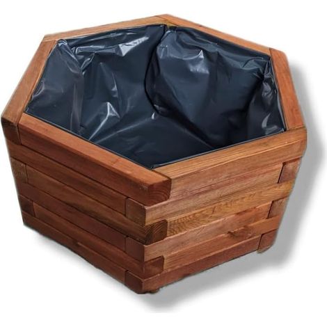 Maceta de jardín de madera, nogal, 51x44x23 D26 (1/2)