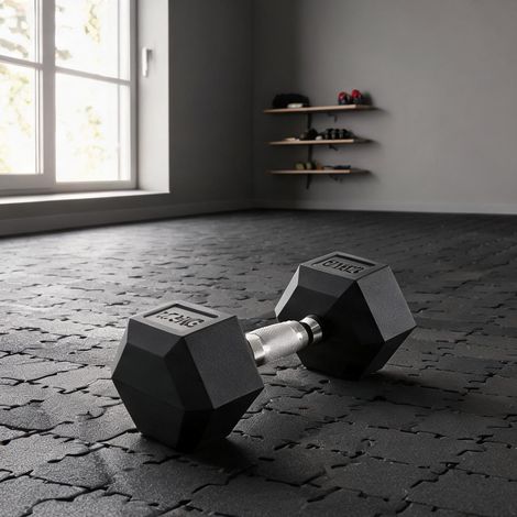 Haltères schwarz en metall Gummi 16,2 x 16,2 x 34,6 cm (1/5)