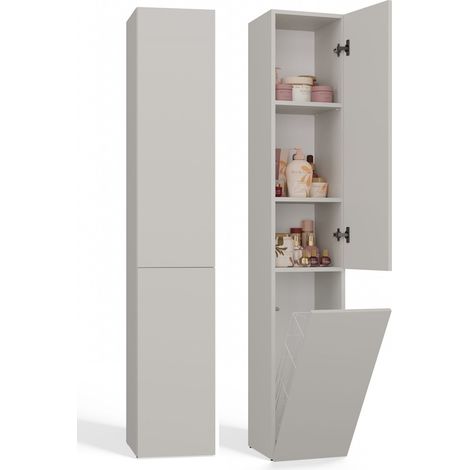 Columna con estante y cesta para mueble de baño en color cachemir: ¡elegancia y funcionalidad para tu baño (1/5)