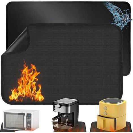 Lot de 2 tapis de protection résistants à la chaleur - 60 x 40 cm - Tapis antidérapants pour friteuse à air chaud, four, machine à café et micro-ondes - 60 x 40 cm