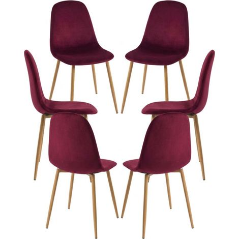Packs Sillas Comedor - Pack 6 Sillas Teok Terciopelo - Rojo (1/5)