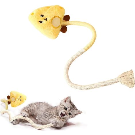 Jouet pour Chat, Jouet Chat Interieur,Jouet Chat Interactif, Jouet Interactif pour Chats, Jouant À Mâcher Nettoyage des Dents, Naturel Et Sain [Jaune] (1/5)
