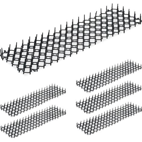 Set di 6 griglie anti gatti e martini da giardino 3 x 49 x 14 cm in plastica nera 130016786