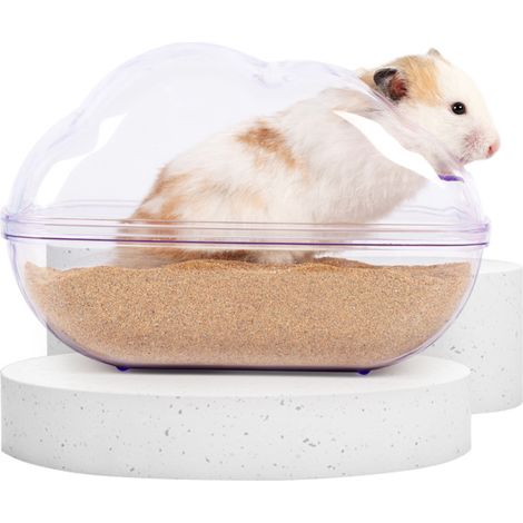 Hamster-Sandbad, transparentes Hamster-Sandbad mit Schaufel, Käfig (1/5)