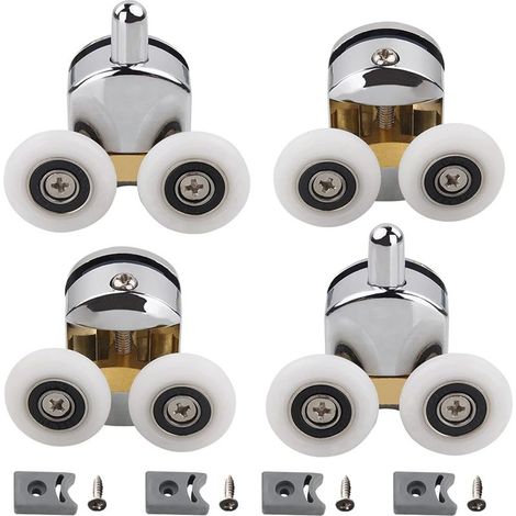 Roulette Porte Coulissante Douche 4 Pièces Diamètre 23mm Roulettes de Porte de Douche (2 en Haut et 2 en Bas),Roulettes de Porte de (1/5)