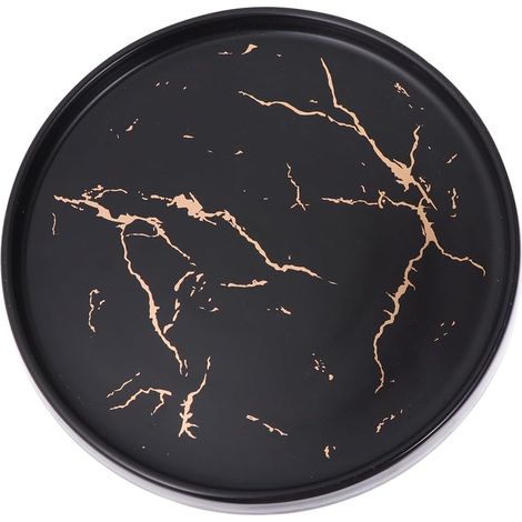 Plateau Rond en Céramique Aspect Marbre pour Bijoux et Desserts, Style Simple et Élégant, Facile à Nettoyer, Ne Tache Pas, pour Sushi et Présentation de Gâteaux, 20 Cm (1/5)