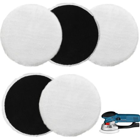 Lot de 5 tampons de polissage de 150 mm, disques de polissage en laine d'agneau, remplacement pour ponceuse excentrique, convient pour le polissage et les outils de nettoyage des (1/5)