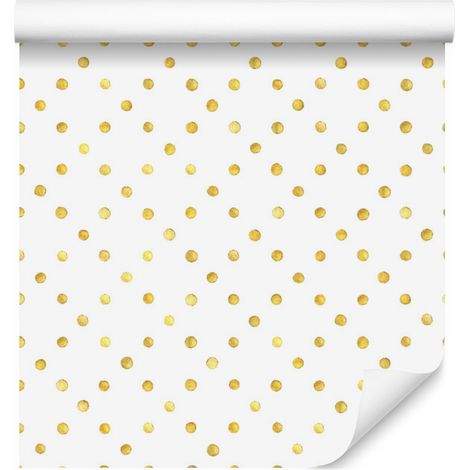Papel pintado amarillo con pequeños puntos para salón y dormitorio, 50x1000 cm. (1/5)