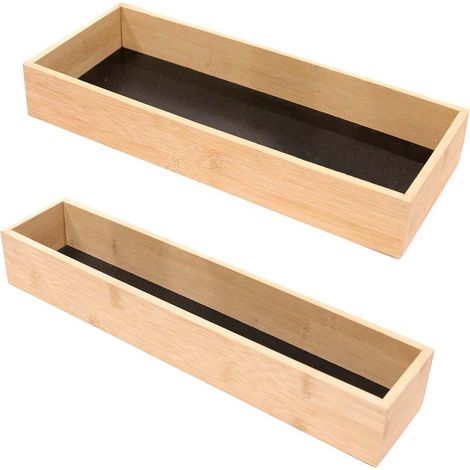 Lot de 2 rangements en bambou pour tiroir – Dimensions 38x8x7cm et 38x15x7cm – Fond noir pour organisation élégante – Cook Concept (1/4)