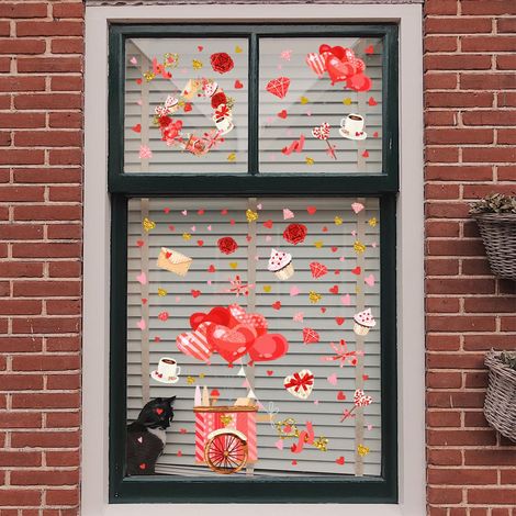 Décor adhésif statique pour vitres - 2 stickers anti-collision oiseaux, motif décoratif rouge élégant, protection fenêtre, autocollant sans colle réutilisable (1/4)