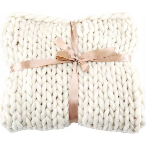 Cozy Blanket, Extra Thick Handwoven Wool Blanket, White, 6060 (1/5)
