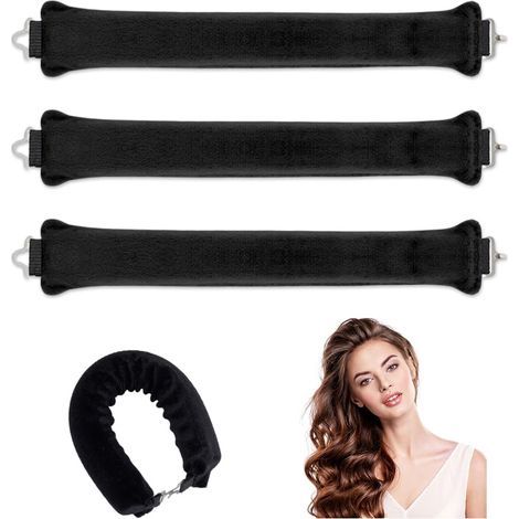 3 Pièces Boucle Sans Chaleur Bigoudis Cheveux,Overnight Blowout Heatless Hair Curlers,Brushing Sans Chaleur Boudin,Bigoudis de Sommeil,Bigoudis Souple pour La Nuit,Bigoudis pour Dormir-Noir (1/5)
