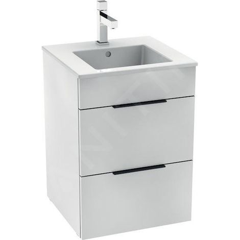 Jika Cube - Meuble avec lavabo, 440x422x607 mm, 2 tiroirs, blanc H4536221763001 (1/2)