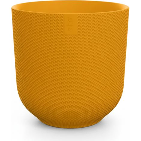 Pot de fleurs rond décoration intérieure en plastique mat robuste - Jaune ambre - Ø 14 cm - PANGIVO (1/5)