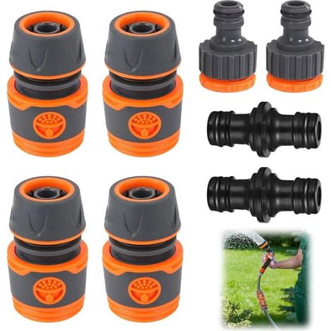 Lot de 4 raccords de tuyau 1/2" - 13 mm - Avec 2 raccords de raccord et de robinet de tuyau - Compatible avec robinet, tuyau d'arrosage, arrosage de jardin, lavage de voiture(8pcs) (1/4)