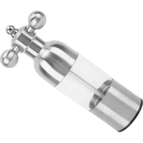 Professionelle, wiederaufladbare Pfeffermühle, Keramikrotor, einstellbarer Mahlgrad, manuelle Pfeffer- und Salzmühle für die Küche, silberfarben, kleine Größe. (1/5)