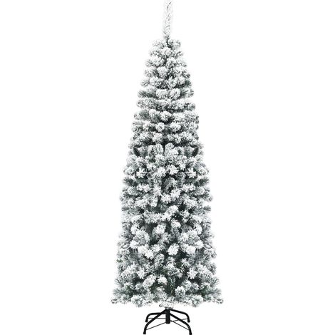 Albero di Natale slanciato innevato 180cm con base flessibile e foglie spesse (1/4)