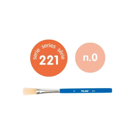 Milan 221 pack de 10 pinceles planos para cola y tempera - bolsa con colgador - cerda natural - mango corto - color azul marino