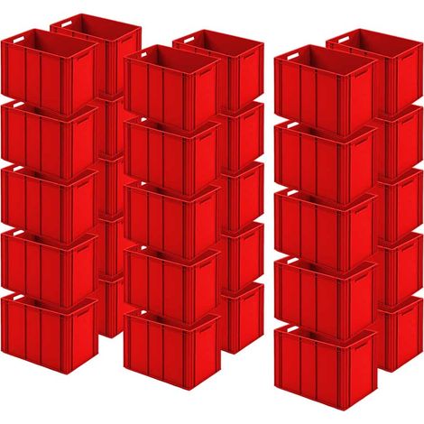 BRB 30 Eurobehälter mit 2 Durchfassgriffen, rot, Boden verrippt, LxBxH 600x400x420 mm