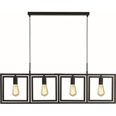 Pendelleuchte Hängelampe Deckenleuchte Esszimmerleuchte Stahl Schwarz H 150 cm (1/4)