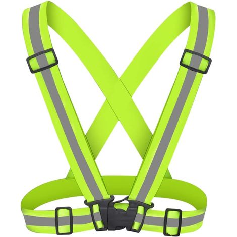 Gilet de sécurité pour vélo, sangle réfléchissante ajustable, unisexe, fluorescent