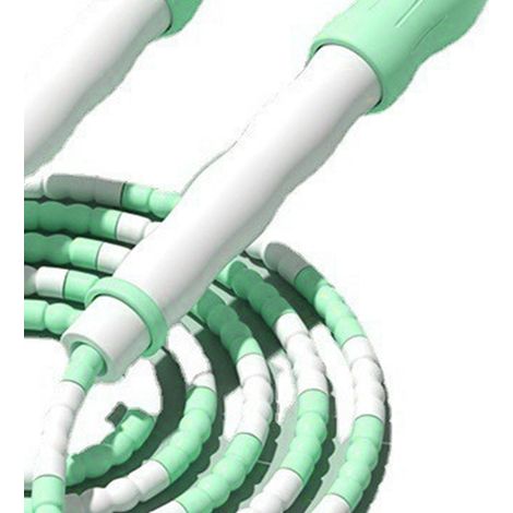 Corde à sauter segmentée, réglable et anti-nœuds, en plastique PP flexible et ornée de perles, verte, pour enfants (1/5)