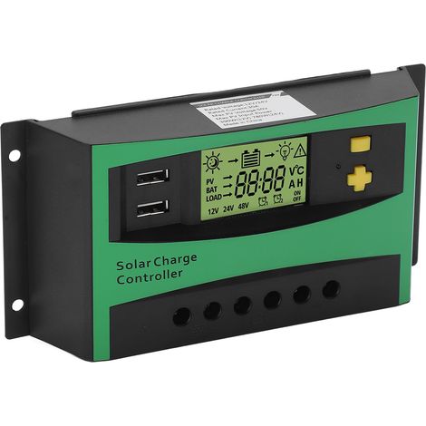 30A 12V/24V PWM Solarladeregler, Solarmodul-Laderegler mit 2 x 5V USB-Ausgängen, Ausrüstung für Wohnmobile und Boote (1/5)