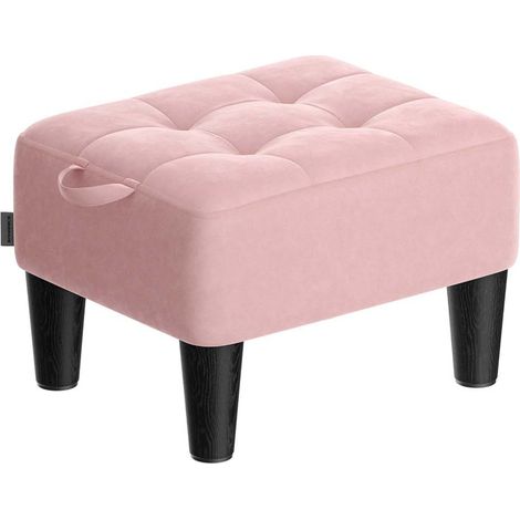 Taburete reposapiés de terciopelo puff acolchado grueso capacidad de carga 150 kg para salón dormitorio entrada rosa 120007733 (1/5)