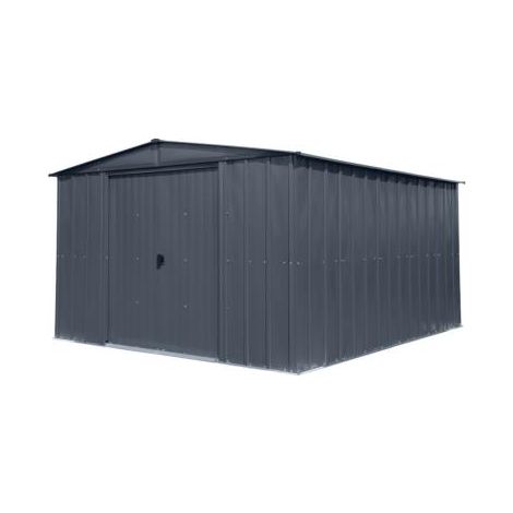 Abri métal Habrita Foresta Spacemaker Apex 11,59m2 toit 2 pentes avec double porte coulissante (1/4)