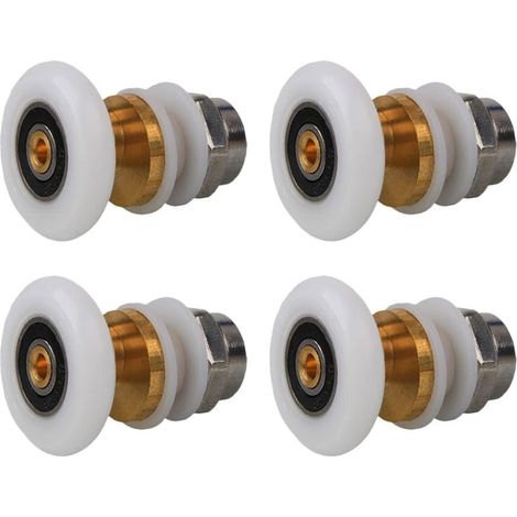 Roulettes pour porte de douche, 20 mm, lot de 4. Roulettes en laiton pour porte de douche coulissante, remplaçant les roulettes pour rail de porte de douche coulissante en verre (20 mm). (1/5)