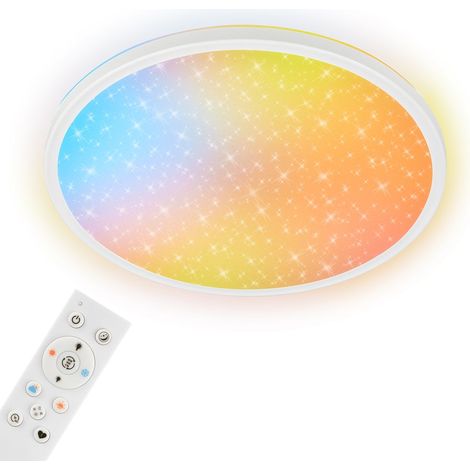 Briloner LED Deckenlampe AuraGlow Sternencover Dimmbar Ø37,5x4,5 cm 23W 2800lm Farbwechsel Weiß - Deckenleuchte Wohnzimmer Schlafzimmer Sternenhimmel (1/5)
