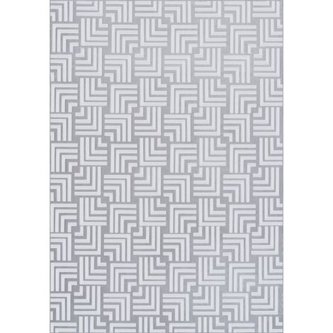 Tapis argent à relief géométrique chic - 80 x 150 cm (1/5)