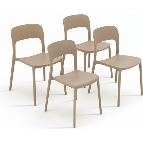 Set 4 Sedie Da Giardino In Polipropilene Impilabili Leggere E Resistenti Ideali Per Esterni Terrazze Giardini Bar Dehors Ristoranti 41 x 82,5 x 52 cm Tortora (1/5)