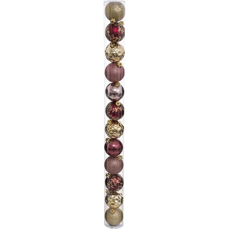Déco de sapin Lot de 12 Boules de Noël D 6 cm - Rose et Or - Feeric Christmas