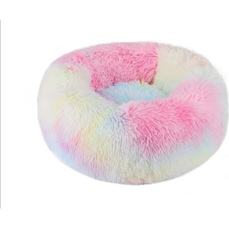 Panier pour chat/chien, en coton et velours, coloré, diamètre 60 cm, hauteur 15 cm (1/3)
