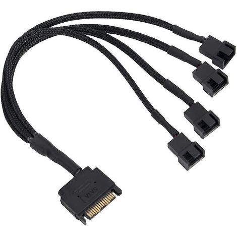 Lüfteradapterkabel, 15-polig SATA auf 4 x 3-polig / 4-polig PWM 12V PC-Gehäuselüfter-Stromadapterkabel (1/5)