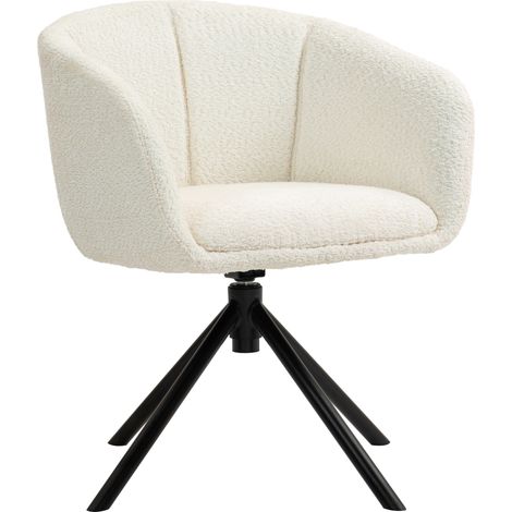 Fauteuil coque confortable pivotant housse câlin blanc crème 120 kg