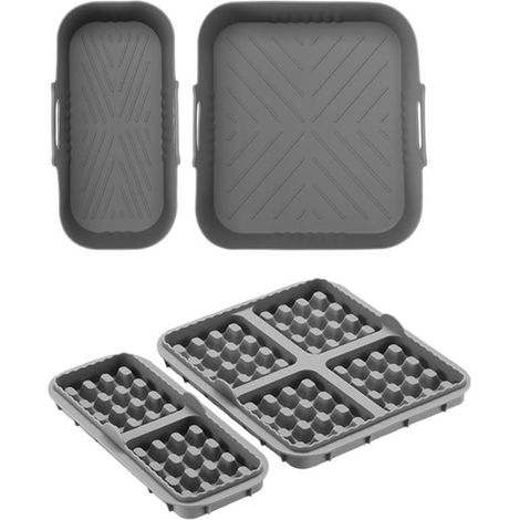 Lot de 4 accessoires Airfryer – Compatibles – Moule à gaufres et plaque de cuisson – Gris (1/5)