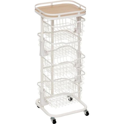 Desserte 5 Paniers Rotatifs "Balm" 93cm Blanc (1/5)