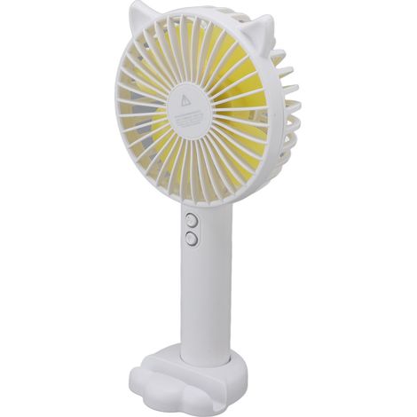 Ventilateur portable rechargeable USB, mignon, 3 vitesses, en ABS et PC, fonctionne sur piles, idéal pour les voyages (blanc). (1/5)