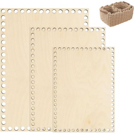 Fond de Panier en Bois 3 Pièces Panier au Crochet Base en Bois Base en Bois de Panier Base de Panier en Crochet Fond de Sac en Bois Base en Bois Carrée Fond de Sac pour Panier Crochet (1/5)