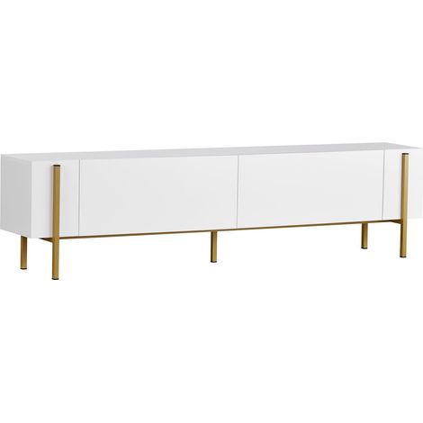 Porta TV in legno "Nexus" - 180 x 30 x 45 cm - Bianco / Oro