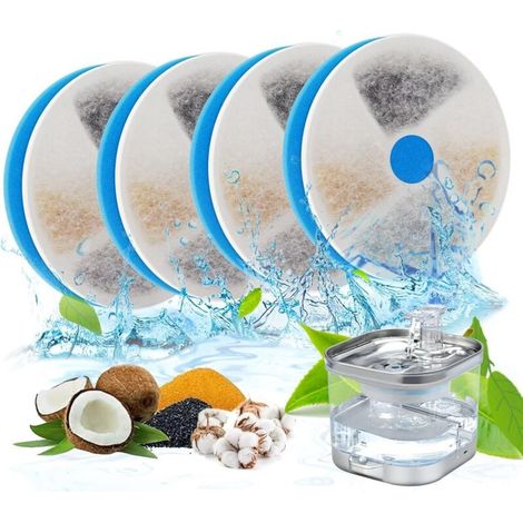 Filtres de Fontaine a Eau Chat, Lot de 4 Filtres de Rechange pour Fontaine à Eau pour Animaux de Compagnie, Convient pour WF190 (1/4)