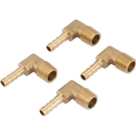 Raccord coudé à filetage mâle en laiton, 4 pièces, raccord cannelé pour tuyau G1/4" 6 mm (1/4)