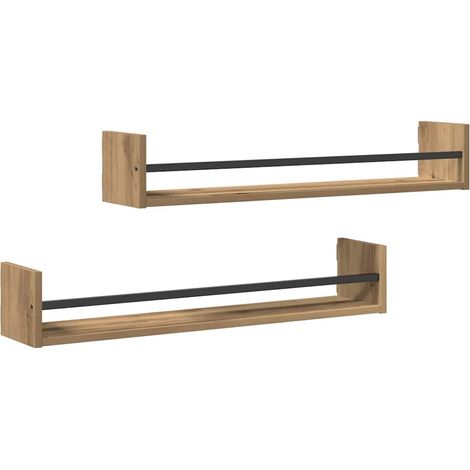 Étagère Murale 2 pcs Étagères flottantes Chêne artisanal 80 x 16 x 14 cm (1/5)
