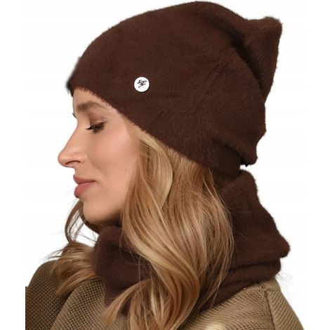 Ensemble bonnet + écharpe femme - ensemble tube hiver chocolat chaud UNI (1/5)