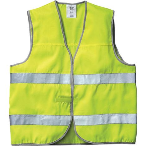 Gilet alta visibilità "New Way" 100% poliestere smanicato con bande rifrangenti -Giallo (1/4)