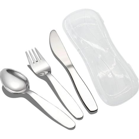 Kinderbesteck Set Edelstahl mit Reiseetui, 3-teilig, für Schule & Lunchbox (1/5)