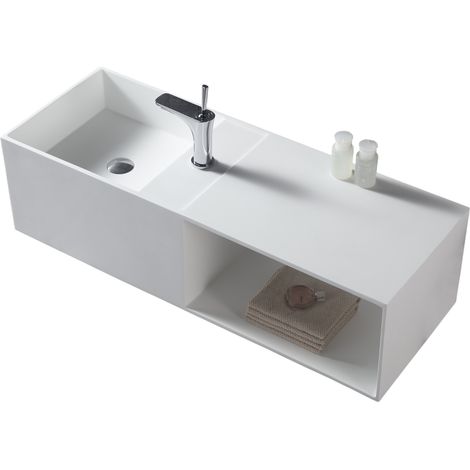 BERNSTEIN - Vasque à poser ou vasque murale 110x40x30cm (LxPxH) en fonte minérale avec espace de rangement - TWG36 (1/3)