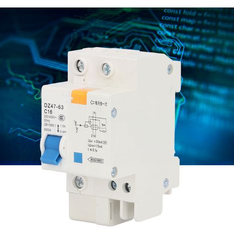 Disjoncteur différentiel miniature DZ47-63 C16 1P+N 16A, 30 mA, 230 V/400 V, respectueux de l'environnement. Structure technique. (1/5)